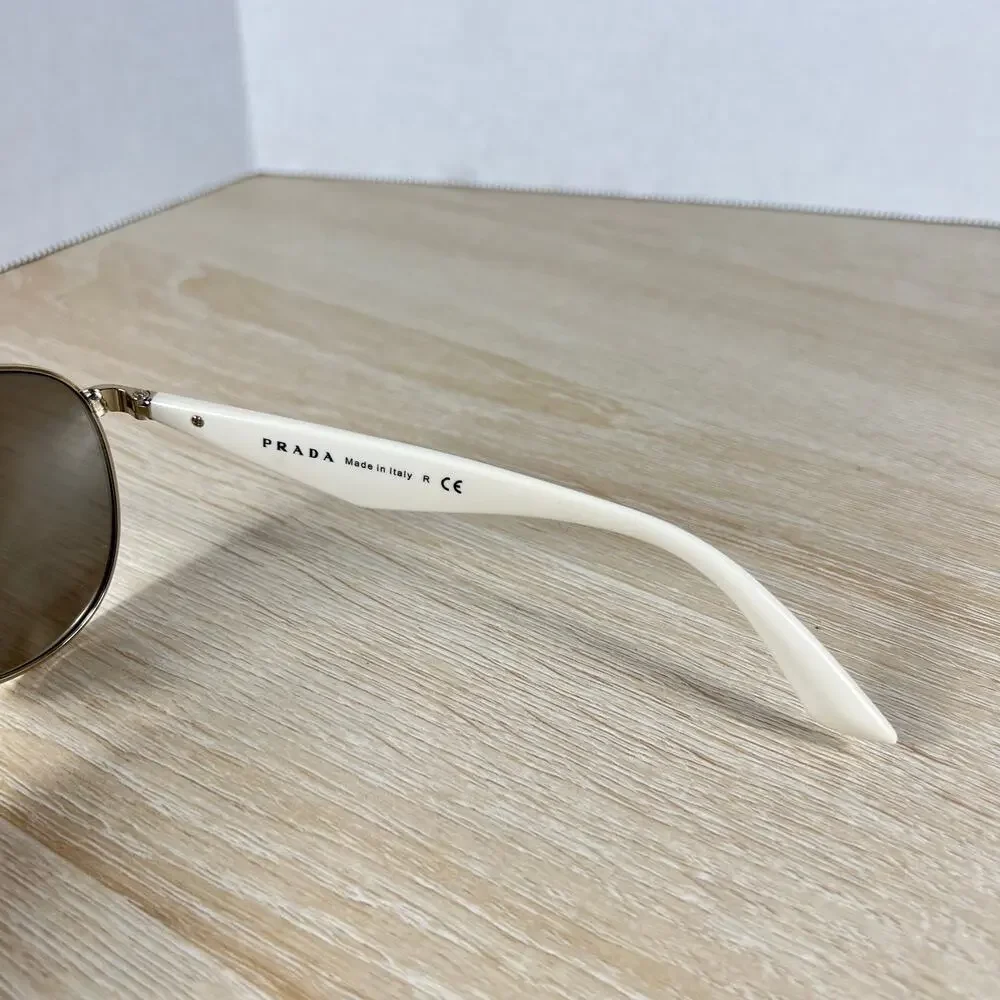 Prada SPR53Q ZVN-1C0 Sunglasses Aviator Gold White Mirrored Lenses 60-13-140